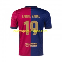 Camiseta de Fútbol FC Barcelona UCL Font Lamine Yamal 19 Hombre Casa 2024-2025 Manga Corta