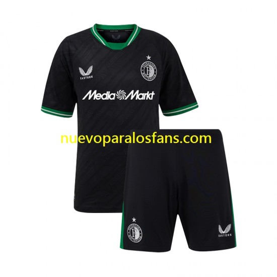 Camiseta de Fútbol Feyenoord Rotterdam Niño Exterior 2024-2025 Manga Corta