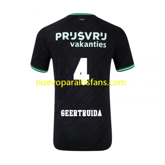 Camiseta de Fútbol Feyenoord Rotterdam Lutsharel Geertruida 4 Hombre Exterior 2024-2025 Manga Corta