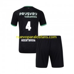 Camiseta de Fútbol Feyenoord Rotterdam Lutsharel Geertruida 4 Niño Exterior 2024-2025 Manga Corta