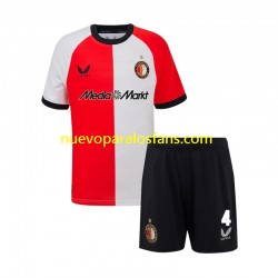 Camiseta de Fútbol Feyenoord Rotterdam Lutsharel Geertruida 4 Niño Casa 2024-2025 Manga Corta