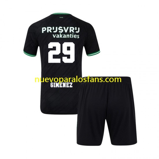 Camiseta de Fútbol Feyenoord Rotterdam Santiago Gimenez 29 Niño Exterior 2024-2025 Manga Corta