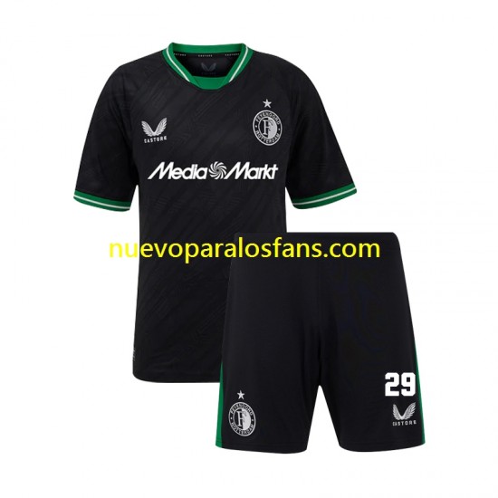 Camiseta de Fútbol Feyenoord Rotterdam Santiago Gimenez 29 Niño Exterior 2024-2025 Manga Corta