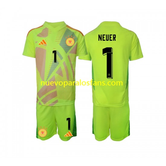Camiseta de Fútbol Alemania Manuel Neuer 1 Portero Niño Exterior Euro 2024 Manga Corta