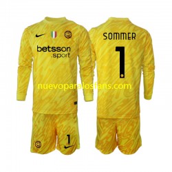 Camiseta de Fútbol Inter Milan Yann Sommer 1 Portero Niño Exterior 2024-2025 Manga Larga