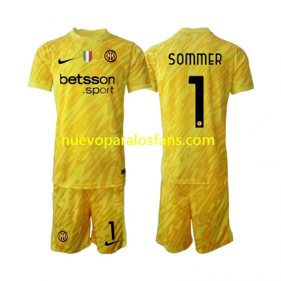 Camiseta de Fútbol Inter Milan Yann Sommer 1 Portero Niño Exterior 2024-2025 Manga Corta