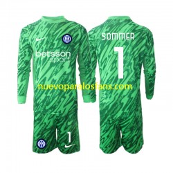 Camiseta de Fútbol Inter Milan Yann Sommer 1 Portero Niño Casa 2024-2025 Manga Larga