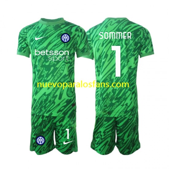Camiseta de Fútbol Inter Milan Yann Sommer 1 Portero Niño Casa 2024-2025 Manga Corta