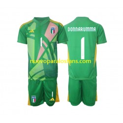 Camiseta de Fútbol Italia Donnarumma 1 Portero Niño Exterior Euro 2024 Manga Corta