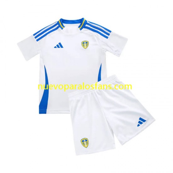 Camiseta de Fútbol Leeds United Niño Casa 2024-2025 Manga Corta