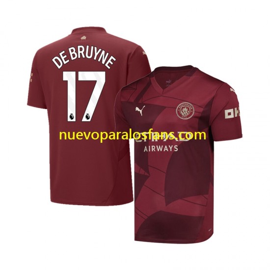 Camiseta de Fútbol Manchester City DE BRUYNE 17 Hombre Tercera 2024-2025 Manga Corta