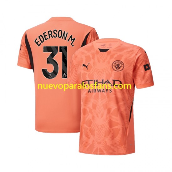 Camiseta de Fútbol Manchester City Ederson M 31 Portero Hombre Exterior 2024-2025 Manga Corta