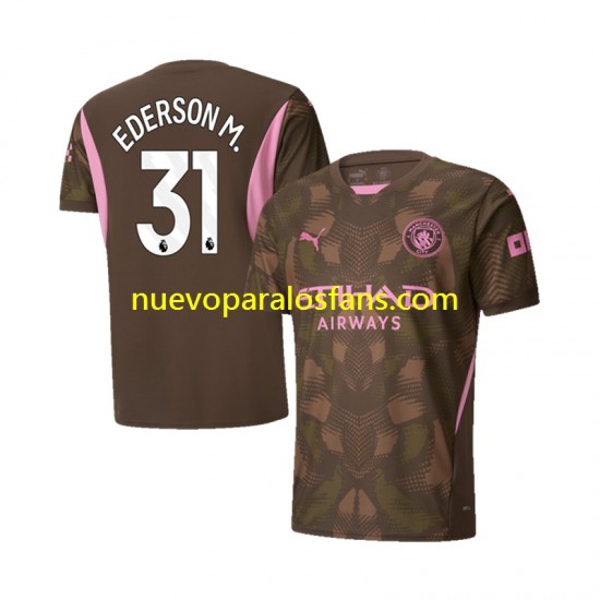Camiseta de Fútbol Manchester City Ederson M 31 Portero Hombre Casa 2024-2025 Manga Corta