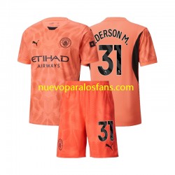 Camiseta de Fútbol Manchester City Ederson M 31 Portero Niño Exterior 2024-2025 Manga Corta
