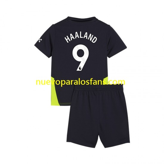 Camiseta de Fútbol Manchester City Haaland 9 Niño Exterior 2024-2025 Manga Corta