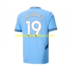 Camiseta de Fútbol Manchester City Julian Alvarez 19 Hombre Casa 2024-2025 Manga Corta