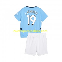 Camiseta de Fútbol Manchester City Julian Alvarez 19 Niño Casa 2024-2025 Manga Corta