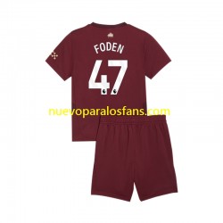 Camiseta de Fútbol Manchester City Phil Foden 47 Niño Tercera 2024-2025 Manga Corta