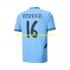 Camiseta de Fútbol Manchester City UCL Font RODRIGO 16 Hombre Casa 2024-2025 Manga Corta