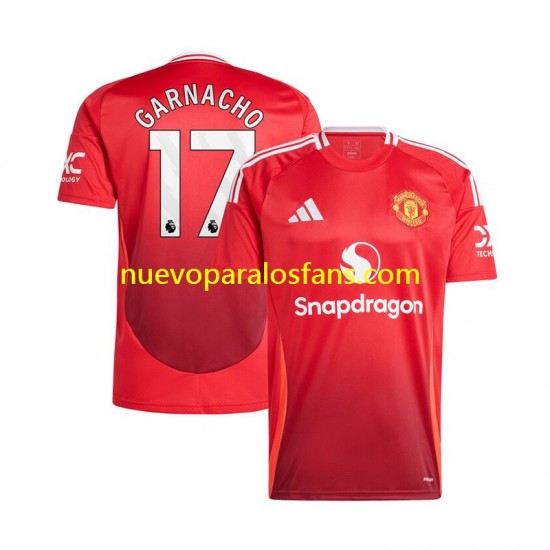 Camiseta de Fútbol Manchester United Alejandro Garnacho 17 Hombre Casa 2024-2025 Manga Corta