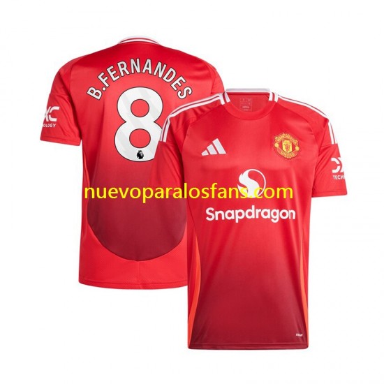 Camiseta de Fútbol Manchester United Bruno Fernandes 8 Hombre Casa 2024-2025 Manga Corta