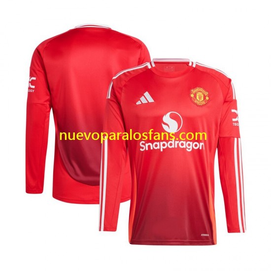 Camiseta de Fútbol Manchester United Hombre Casa 2024-2025 Manga Larga