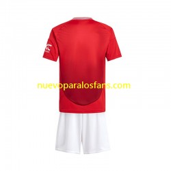 Camiseta de Fútbol Manchester United Niño Casa 2024-2025 Manga Corta