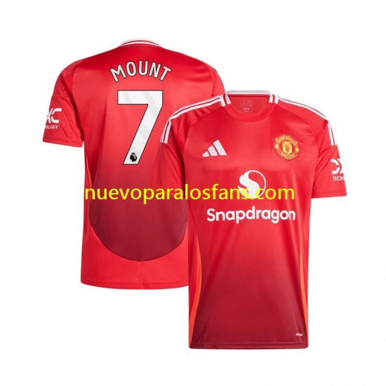Camiseta de Fútbol Manchester United Mason Mount 7 Hombre Casa 2024-2025 Manga Corta