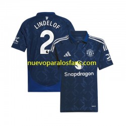 Camiseta de Fútbol Manchester United Victor Lindelof 2 Hombre Exterior 2024-2025 Manga Corta
