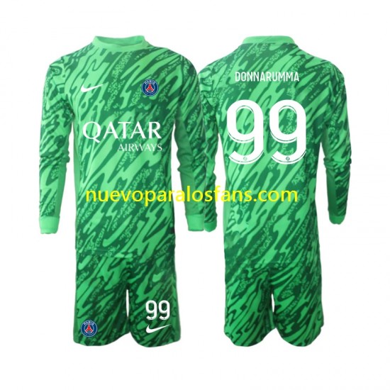 Camiseta de Fútbol Paris Saint-Germain Gianluigi Donnarumma 99 Portero Niño Exterior 2024-2025 Manga Larga