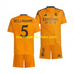 Camiseta de Fútbol Real Madrid BELLINGHAM 5 Niño Exterior 2024-2025 Manga Corta