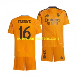 Camiseta de Fútbol Real Madrid ENDRICK 16 Niño Exterior 2024-2025 Manga Corta