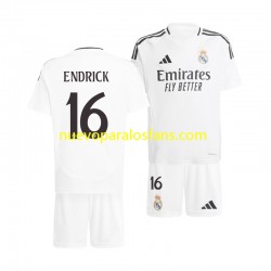 Camiseta de Fútbol Real Madrid ENDRICK 16 Niño Casa 2024-2025 Manga Corta