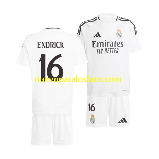 Camiseta de Fútbol Real Madrid ENDRICK 16 Niño Casa 2024-2025 Manga Corta