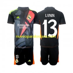 Camiseta de Fútbol Real Madrid Andriy Lunin 13 Portero Niño Exterior 2024-2025 Manga Corta