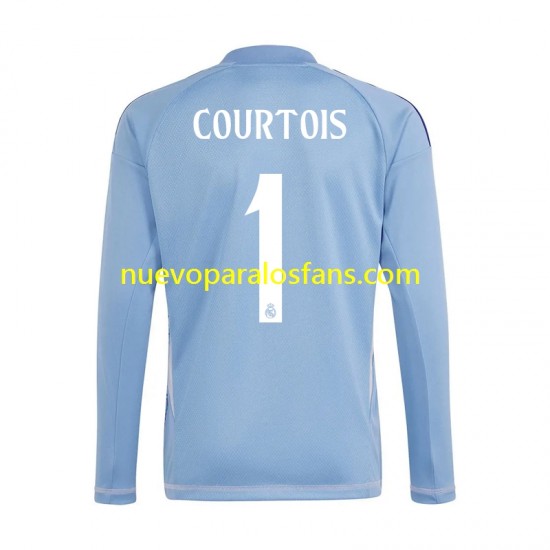 Camiseta de Fútbol Real Madrid Thibaut Courtois 1 Portero Hombre Casa 2024-2025 Manga Larga