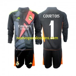 Camiseta de Fútbol Real Madrid Thibaut Courtois 1 Portero Niño Exterior 2024-2025 Manga Larga