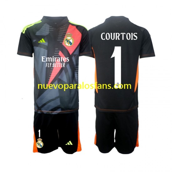 Camiseta de Fútbol Real Madrid Thibaut Courtois 1 Portero Niño Exterior 2024-2025 Manga Corta