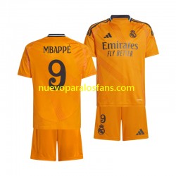 Camiseta de Fútbol Real Madrid Kylian Mbappé 9 Niño Exterior 2024-2025 Manga Corta