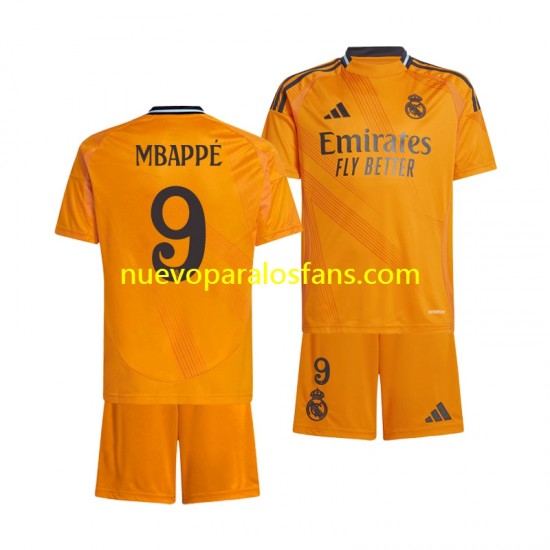 Camiseta de Fútbol Real Madrid Kylian Mbappé 9 Niño Exterior 2024-2025 Manga Corta