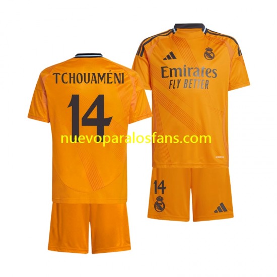 Camiseta de Fútbol Real Madrid Tchouameni 14 Niño Exterior 2024-2025 Manga Corta