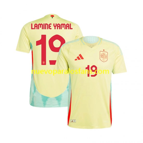 Camiseta de Fútbol España LAMINE YAMAL 19 Hombre Exterior Euro 2024 Manga Corta