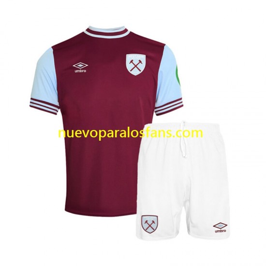 Camiseta de Fútbol West Ham United Niño Casa 2024-2025 Manga Corta