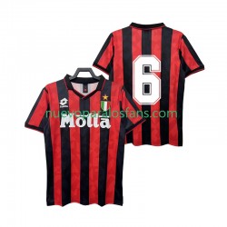 Camiseta de Fútbol AC Milan 6 1993 Retro Hombre Casa 1994 Manga Corta