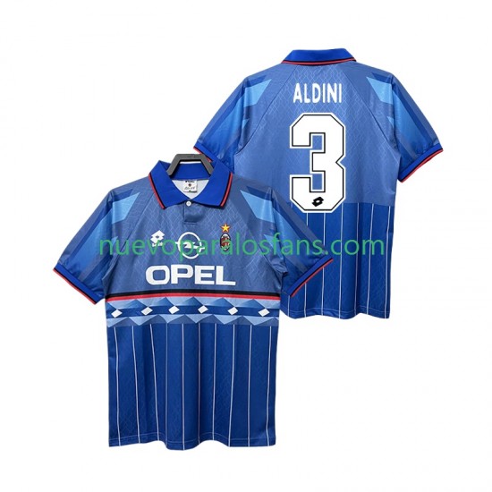 Camiseta de Fútbol AC Milan ALDINI 3 1995 1996 Retro Hombre Exterior Manga Corta