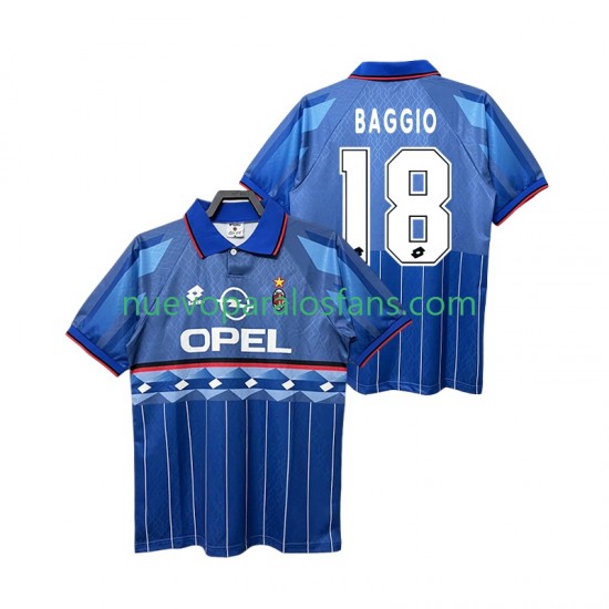 Camiseta de Fútbol AC Milan BAGGIO 18 1995 1996 Retro Hombre Exterior Manga Corta