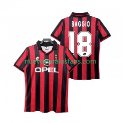Camiseta de Fútbol AC Milan BAGGIO 18 1995 1996 Retro Hombre Casa Manga Corta