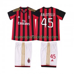 Camiseta de Fútbol AC Milan BALOTELL 45 2013 2014 Retro Niño Casa Manga Corta