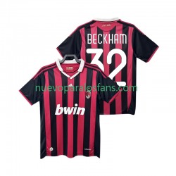 Camiseta de Fútbol AC Milan BECKHAM 32 2009 Retro Hombre Casa 2010 Manga Corta