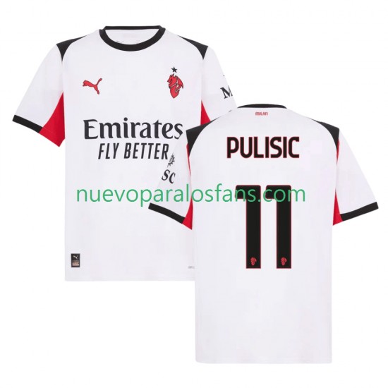 Camiseta de Fútbol AC Milan Christian Pulisic 11 Hombre Exterior 2025-2026 Manga Corta